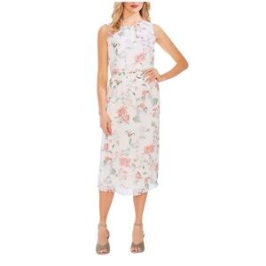 Vince Camuto Womens Spring Floral-Print Midi Dress. Pink Green Size XS #1189